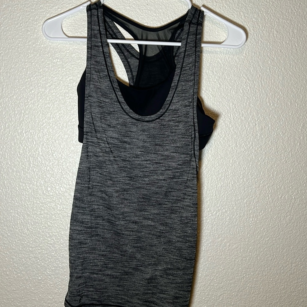 Lululemon Glide and Stride Tank Heathered Black / Black sz 6